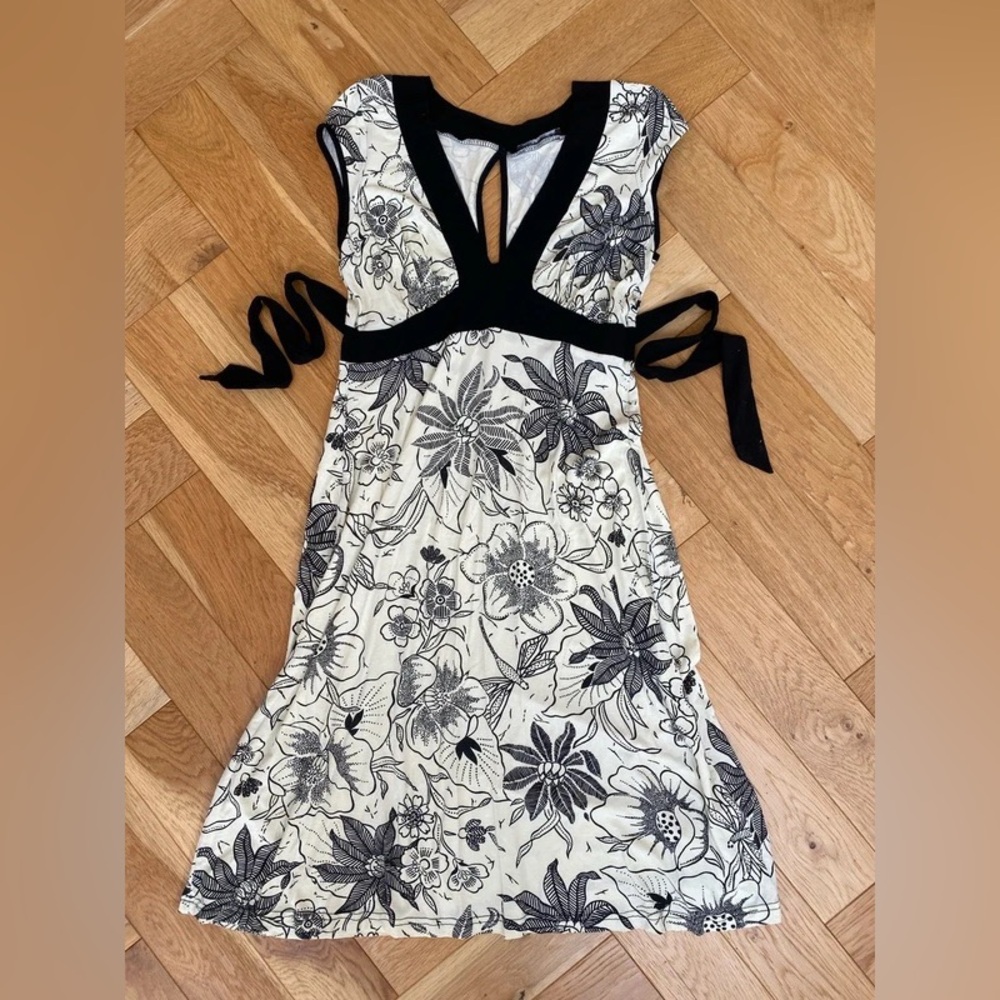 Floral Black and White Dress